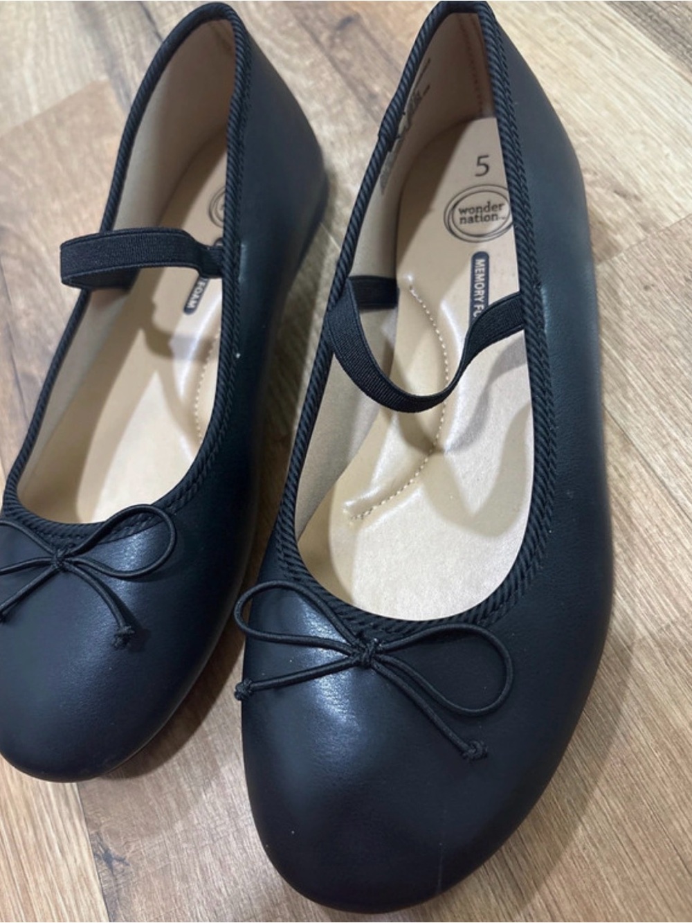 wonder nation Black Mary Jane Bow Ballet Flats
